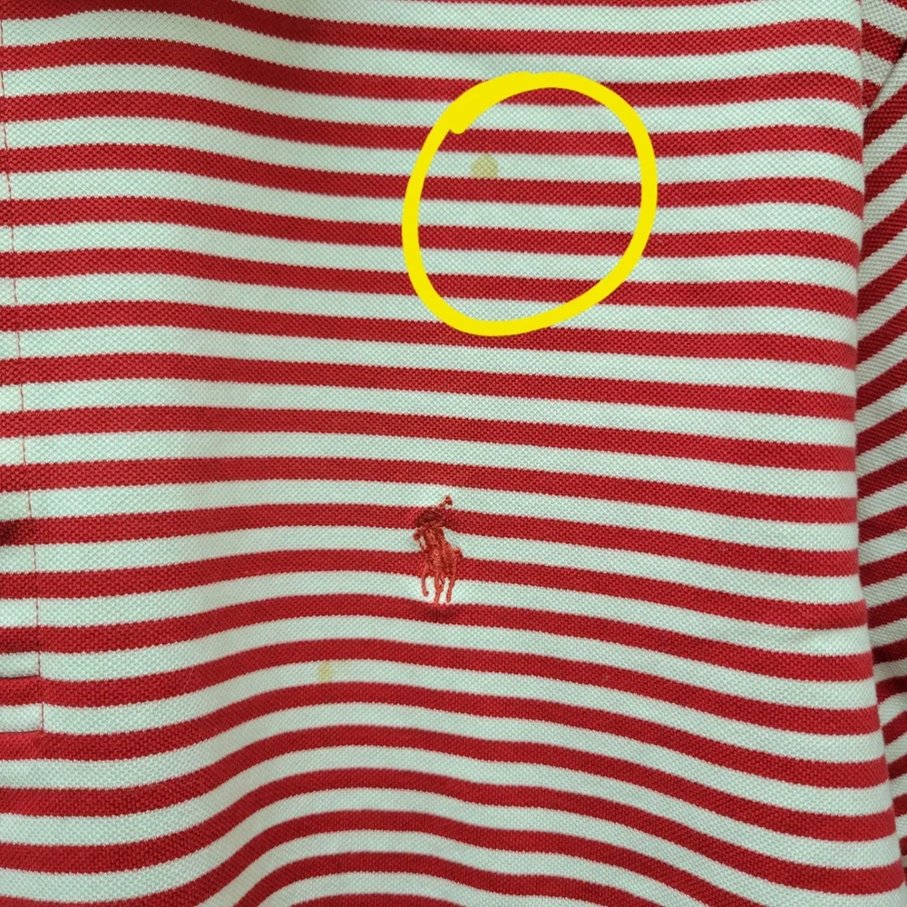 Ralph Lauren Men's Polo Golf Red White Striped Short Sleeves Shirt Size Large